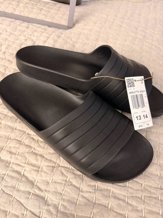 Adidas Adilette Aqua Slides Sandals Shoes black F35550 new Mens Size 13